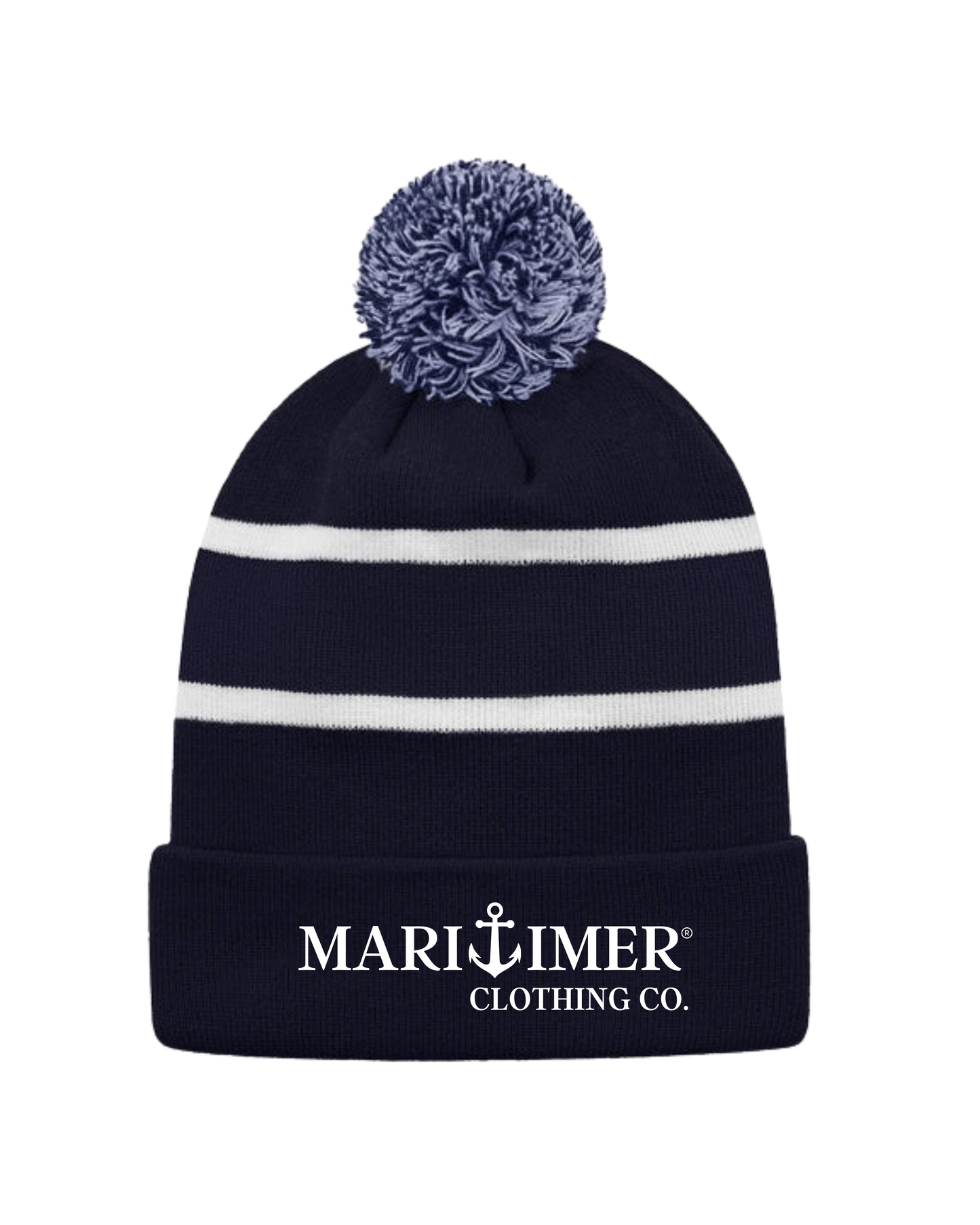 CLASSIC MARITIMER | EMBROIDERED STRIPED KNIT CUFF TOQUE WITH POM-POM