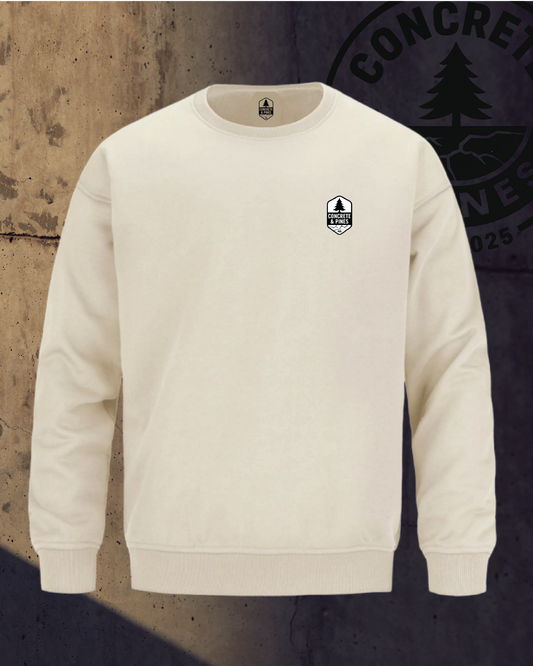 CONCRETE & PINES | BADGE HEAVY DROP CREWNECK SWEATSHIRT