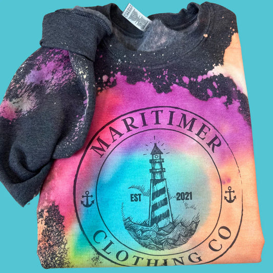 TIE DYED COASTAL LIGHTHOUSE CREWNECK