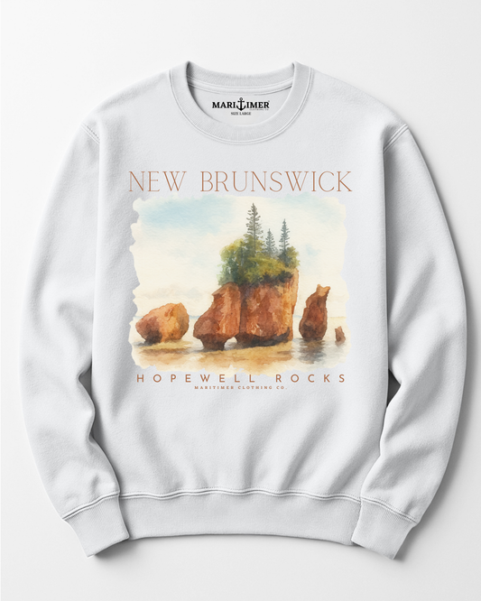 HOPEWELL ROCKS WATERCOLOR CREWNECK SWEATSHIRT