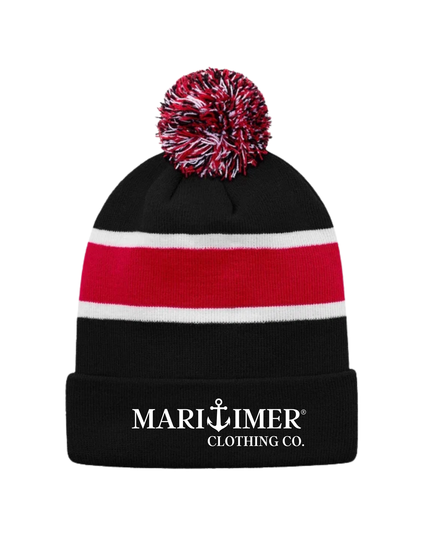 CLASSIC MARITIMER | EMBROIDERED STRIPED KNIT CUFF TOQUE WITH POM-POM