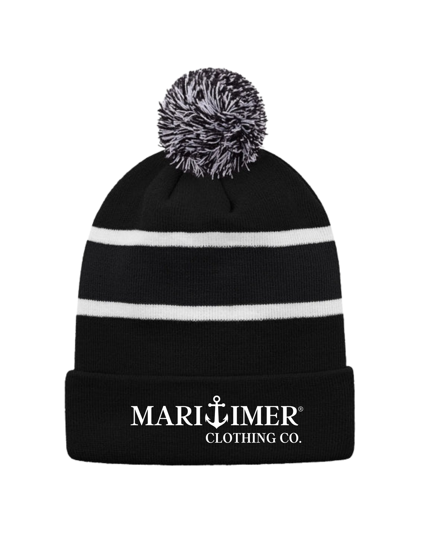 CLASSIC MARITIMER | EMBROIDERED STRIPED KNIT CUFF TOQUE WITH POM-POM