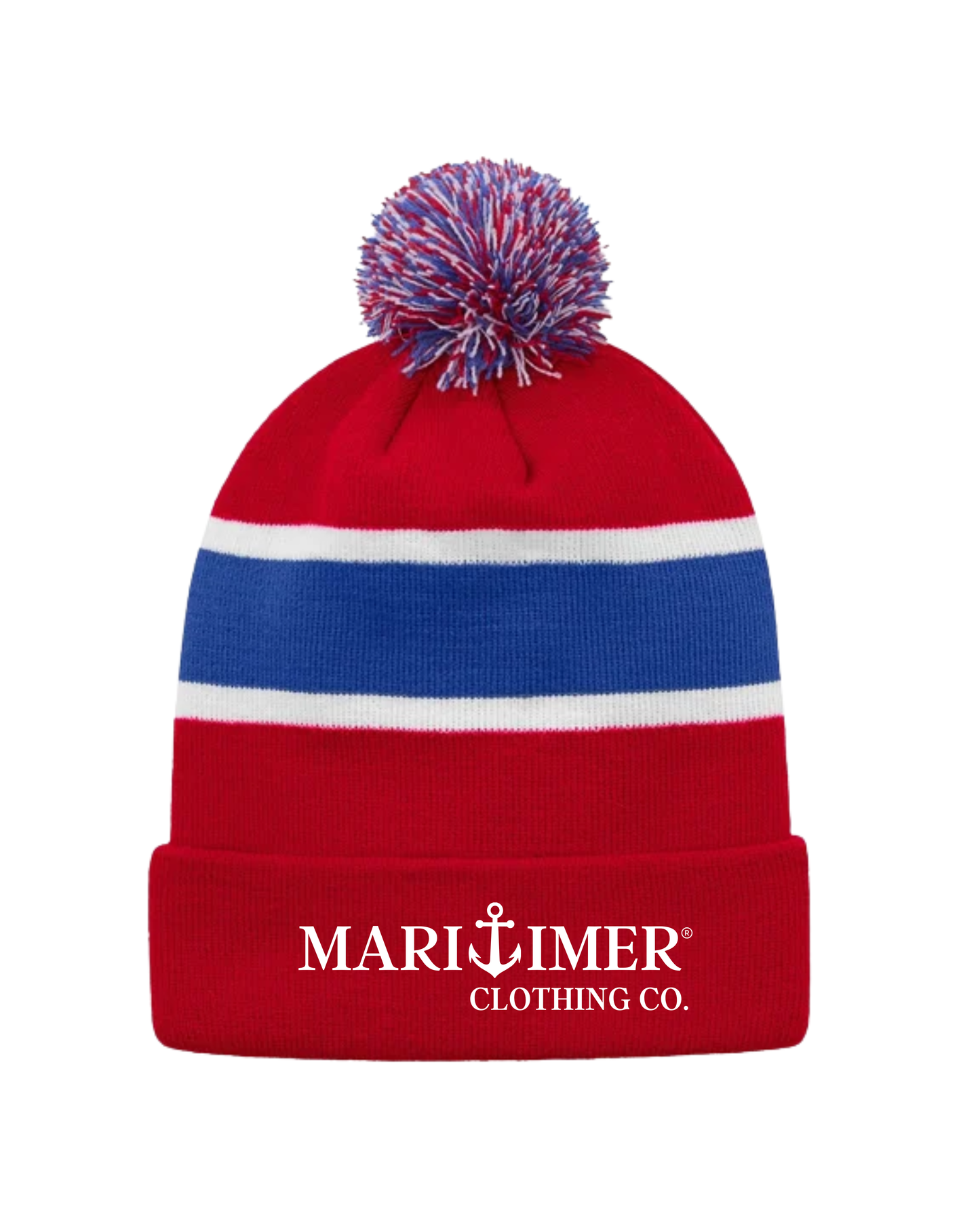 CLASSIC MARITIMER | EMBROIDERED STRIPED KNIT CUFF TOQUE WITH POM-POM