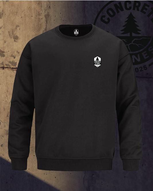 CONCRETE & PINES | BADGE HEAVY DROP CREWNECK SWEATSHIRT