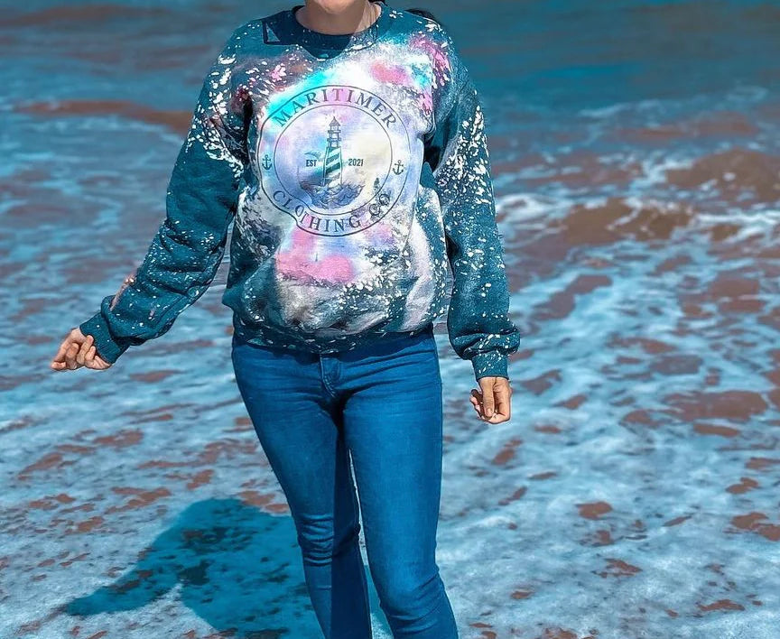 TIE DYED COASTAL LIGHTHOUSE CREWNECK