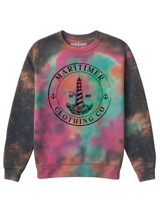 TIE DYED COASTAL LIGHTHOUSE CREWNECK